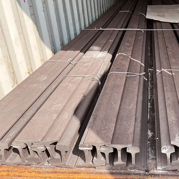 UIC60 rails loaded in shipping container